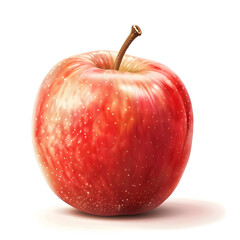 Highly detailed, hyper-realistic illustration of a crisp apple, isolated on a white background.