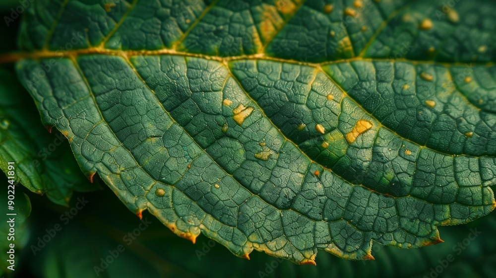 Poster leaf surface macro shot with focus on the veins and natural patterns