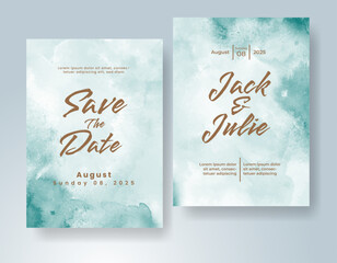 Wedding invitation with abstract watercolor background