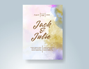 Wedding invitation with abstract watercolor background