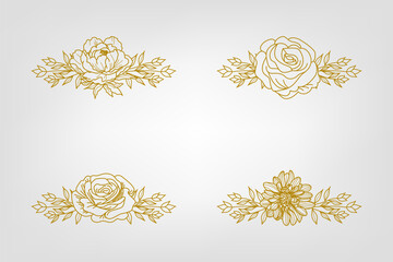 The Blooms Greenery Floral Foliage Ornament Corner Text Separator Elegance Frame for Invitations