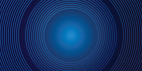 Abstract blue glowing geometric lines on dark blue background. Modern shiny blue circle lines pattern. Futuristic technology concept. Suit for cover, poster, banner, brochure, header, website