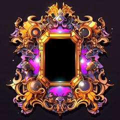 Baroque gold frame mecha robot illustration