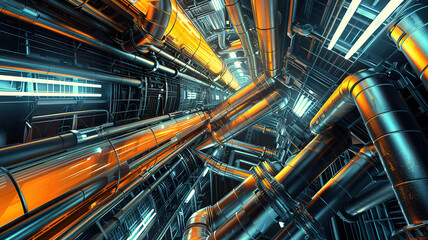 Fototapeta premium Magnificent industrial construction technology, engineering background
