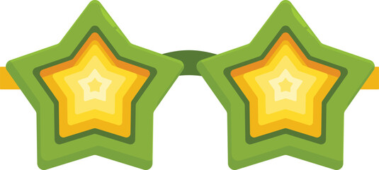 Green star shaped sunglasses adding a playful touch to summer celebrations
