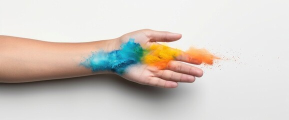 Abstract watercolor tattoo on wrist, natural lighting, close-up, no text, copy space