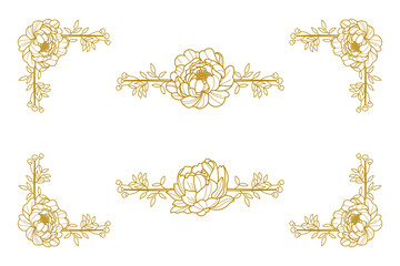 The Blooms Greenery Floral Foliage Ornament Corner Text Separator Elegance Frame for Invitations