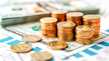 Strategic Business Growth Plan Illustrated with Paper and Cash Stacks