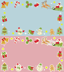 クリスマスのフレーム(サンタとツリーとキラキラ)