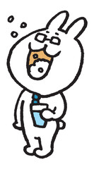 メガネをかけた先生風のうさぎのキャラ素材