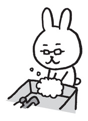 メガネをかけた先生風のうさぎのキャラ素材