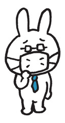 メガネをかけた先生風のうさぎのキャラ素材