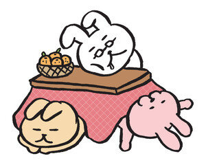 メガネをかけた先生風のうさぎのキャラ素材