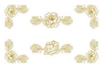 The Blooms Greenery Floral Foliage Ornament Corner Text Separator Elegance Frame for Invitations