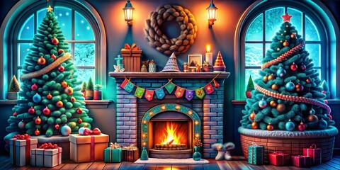 Fototapeta premium Christmas retro pop with 3d model background