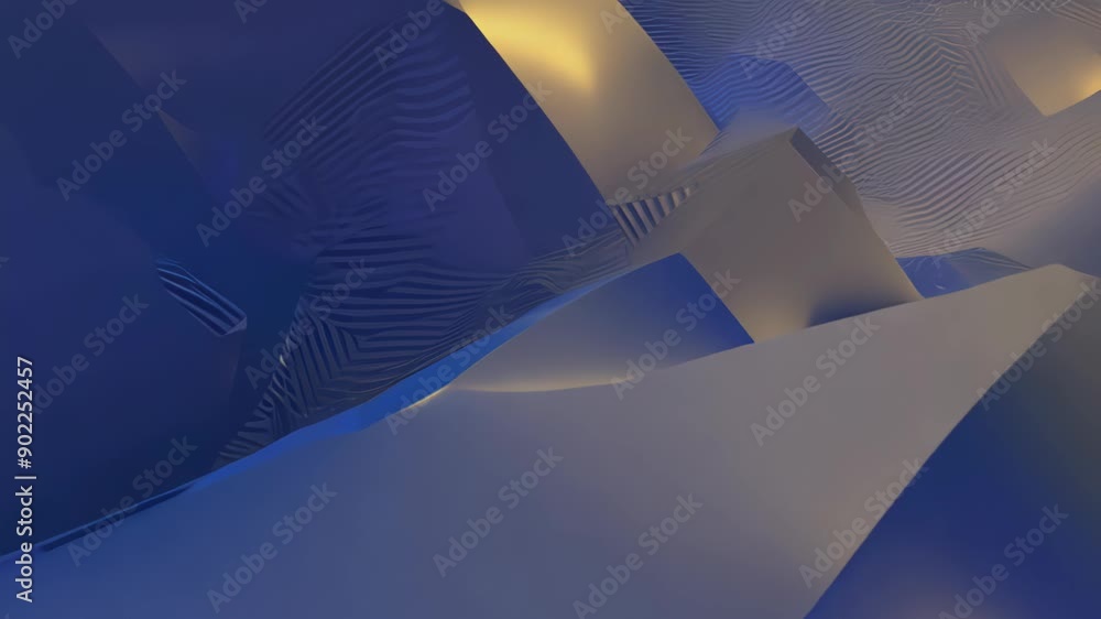 Poster exploring abstract architecture in a modern design space at dusk. generative ai