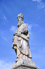 The Prophet Nahum Statue. The Biblical Prophets were made in XVII Century by Aleijadinho, at Basilica Bom Jesus do Matosinho. Humanity Heritage by UNO. Congonhas do Campo, MG,Brazil. 2020