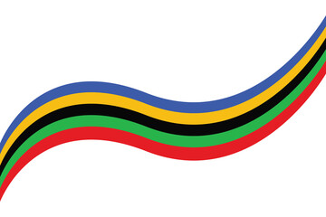 Colored Olympic Games curved rainbow wave isolated, colorful banner stripes