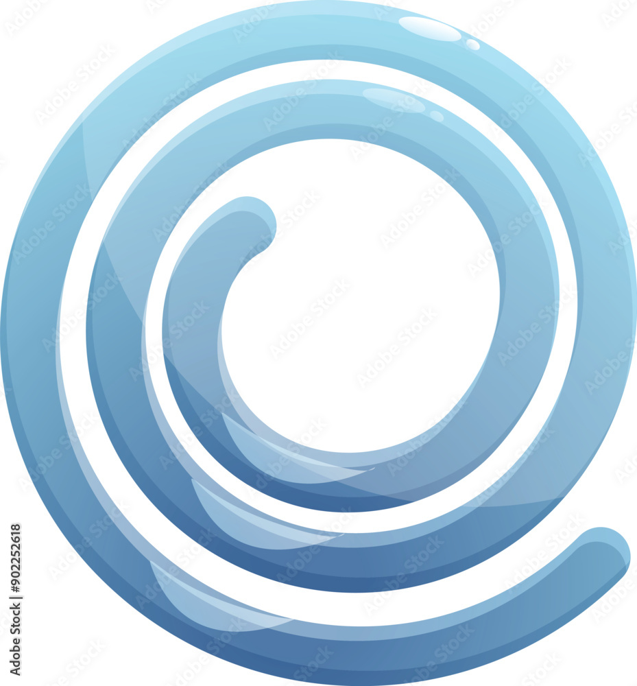 Poster blue spiral is swirling and rotating to form an abstract circular shape