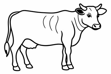 cow line art vector illustration	
