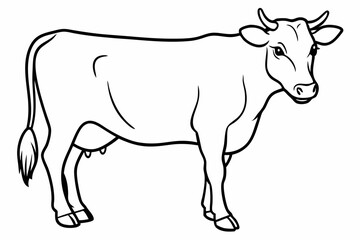 cow line art vector illustration	
