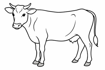 cow line art vector illustration	
