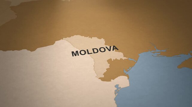 Old Paper Map of Moldova