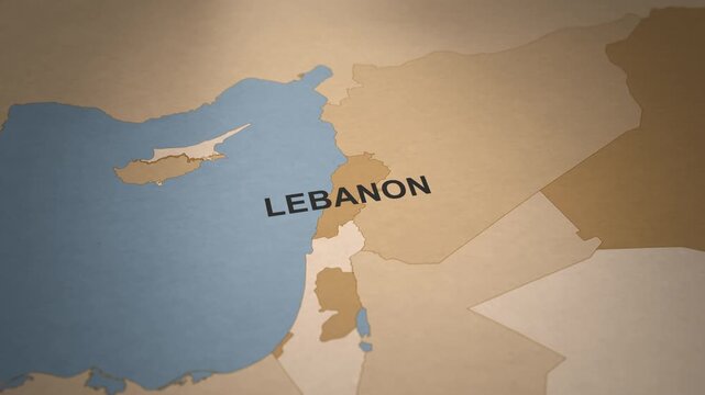 Old Paper Map of Lebanon