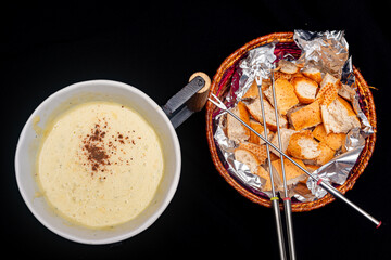 Cheese Fondue with black background