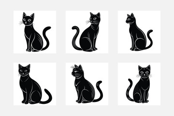 set of cat silhouettes
