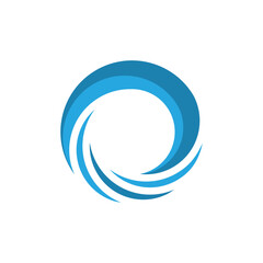 Modern letter O and sea wave logo design. Premium Vector