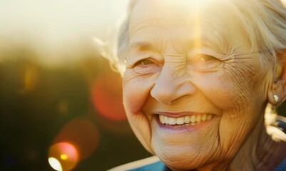 Smiling wise elder: a trustworthy figure with experience and bokeh effect