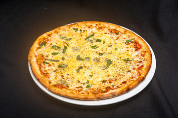 Quatri formaggi pizza close up