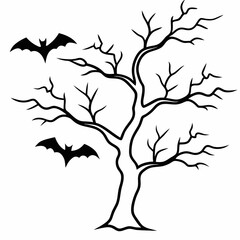 Halloween tree Silhouette Vector illustration

