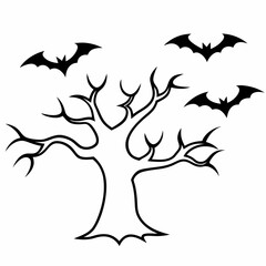 Halloween tree Silhouette Vector illustration
