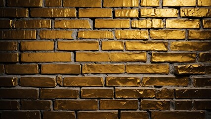 gold brick wall with grungy texture for background