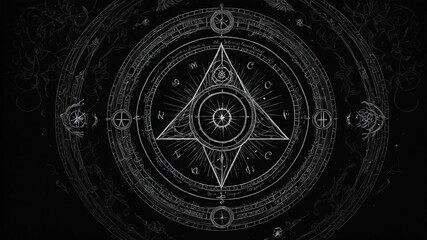 top view of an ancient alchemy magic circle with white background