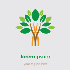 Obraz premium The logo has a simple tree theme, environment, nature, green and cool