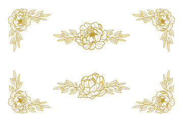 The Blooms Greenery Floral Foliage Ornament Corner Text Separator Elegance Frame for Invitations