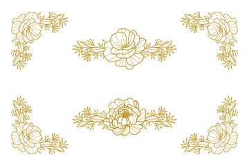 The Blooms Greenery Floral Foliage Ornament Corner Text Separator Elegance Frame for Invitations