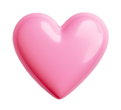 Glossy pink heart isolated on transparent background