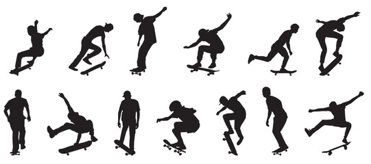 silhouettes of people skateboarding collection skateboarder