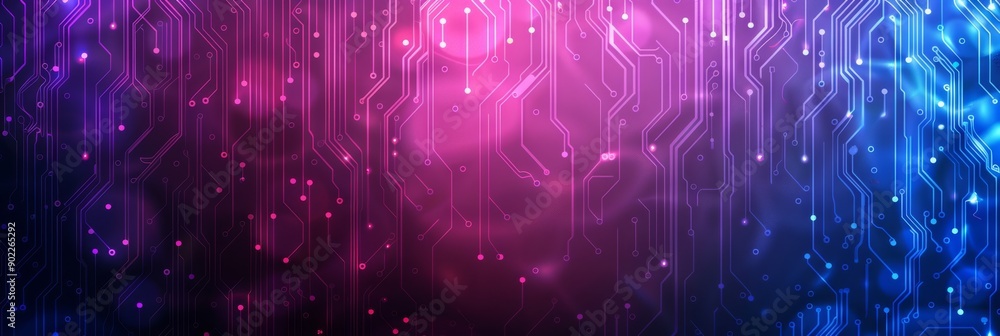 Poster vibrant digital tech background with gradient colors, glitch effects, and circuit patterns. ideal fo