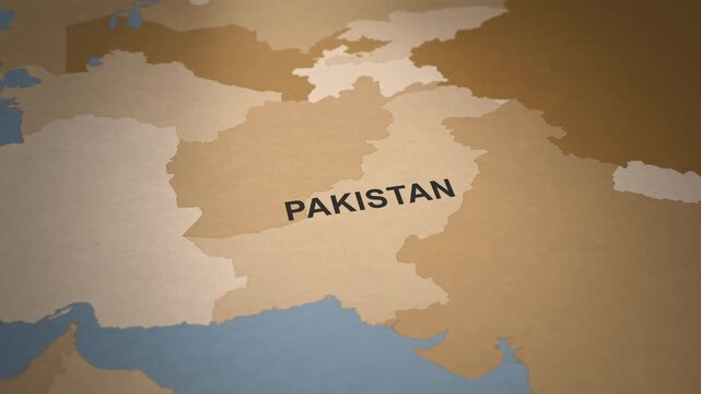 Old Paper Map of Pakistan