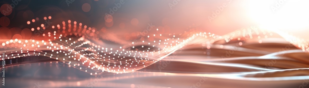 Poster abstract light waves and bokeh background