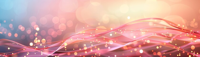 Abstract Wavy Lines and Bokeh Lights Background