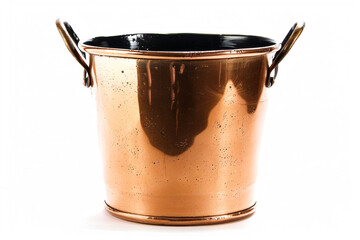 a copper bucket with handles on a white background