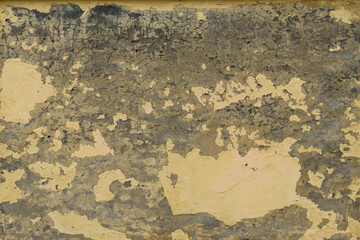 Old concrete block wall with moss growing on it