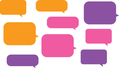 Colorful speech balloons. Pink, orange, purple. Vector Illustration.