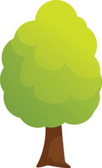 Simple stylized tree with a lush green crown and a brown trunk standing on a white background